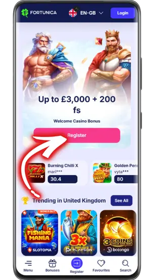 UK casino register page Master Joker player