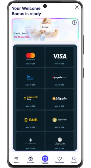 UK casino deposit methods mastercard Visa ewallet