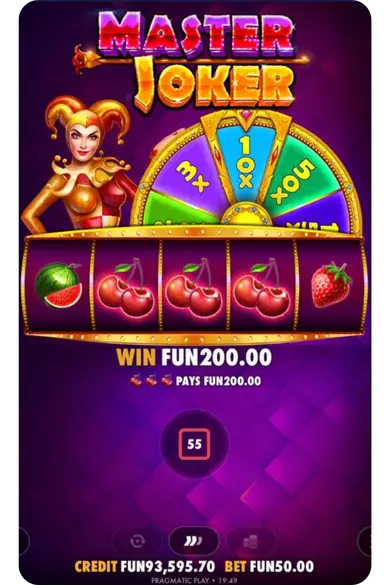 Master Joker fortune wheel triggered multiplier spin
