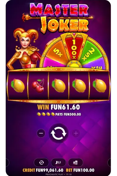 Master Joker winning spin payout display result